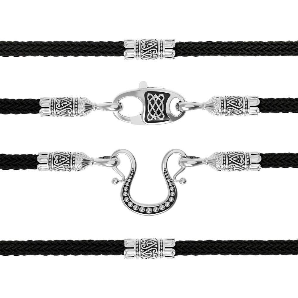 Шнурок шёлковый из белого золота c шёлковым шнурком