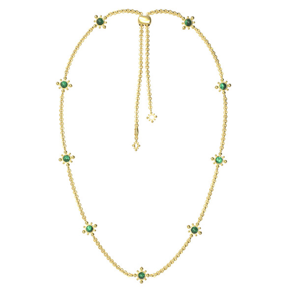 Колье из лимонного золота c малахитом
