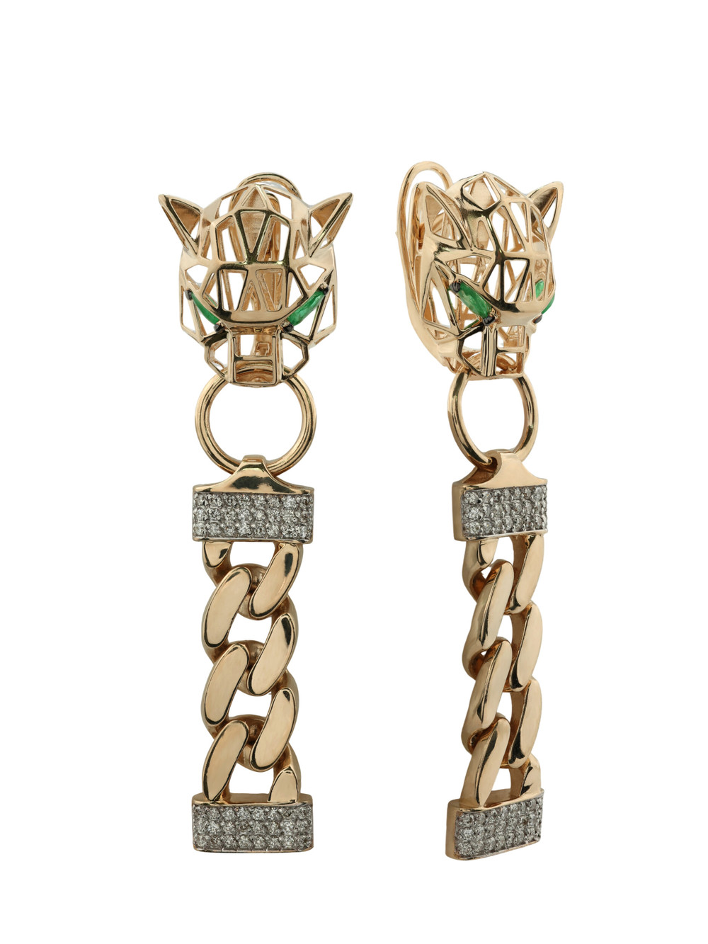 Серьги из золота c бриллиантами и изумрудом