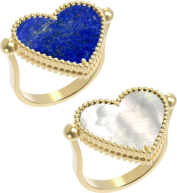 Кольцо из лимонного золота c лазуритом и перламутром