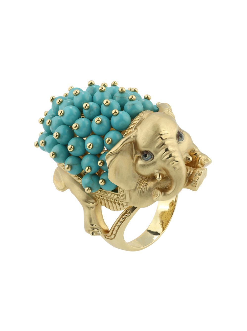 Кольцо из лимонного золота c эмалью и бирюзой