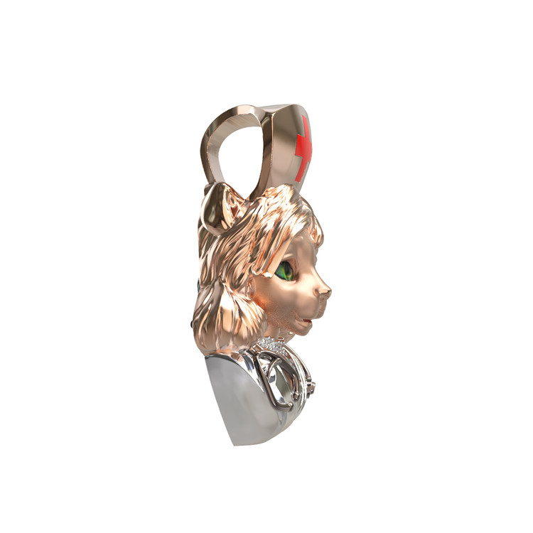 Подвеска из золота c эмалью, бриллиантами и рубином