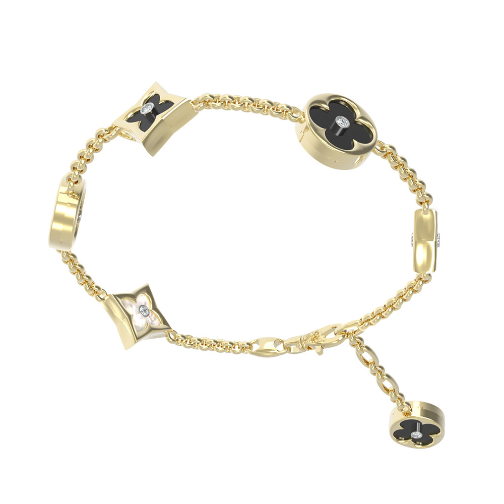 Браслет из лимонного золота c бриллиантами, ониксом и перламутром