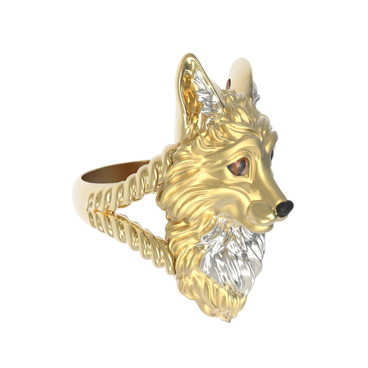 Кольцо из лимонного золота c эмалью