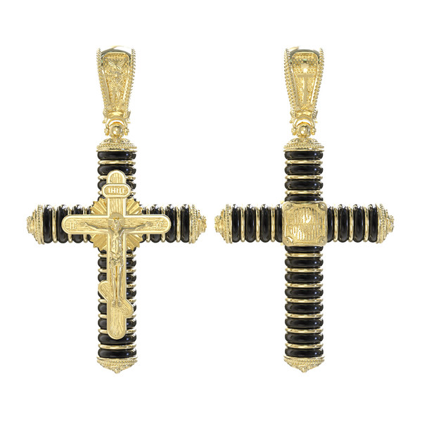 Крест из лимонного золота c ониксом