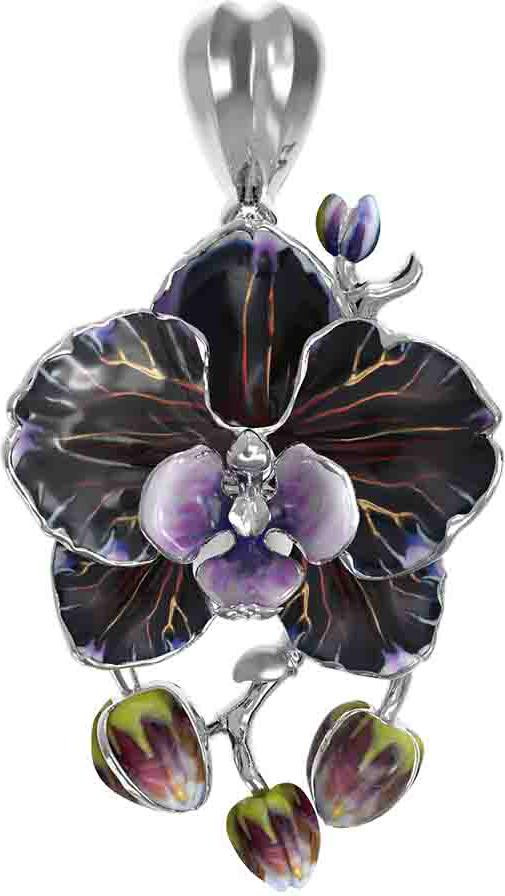 Подвеска из белого золота c эмалью