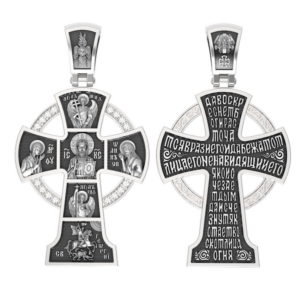 Крест из белого золота c бриллиантами