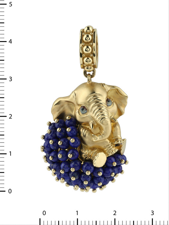 Подвеска из лимонного золота c эмалью и лазуритом