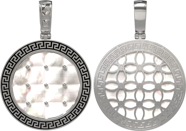 Подвеска из белого золота c эмалью и перламутром