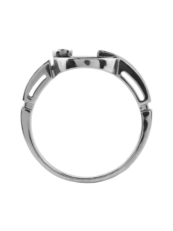 Кольцо из белого золота c бриллиантами и ониксом