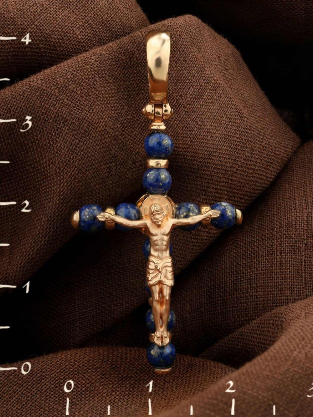 Крест из золота c лазуритом