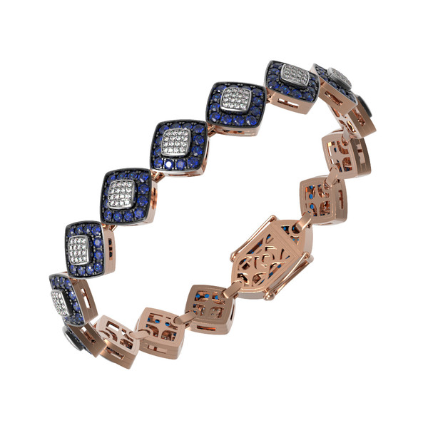 Браслет из золота c бриллиантами и сапфиром