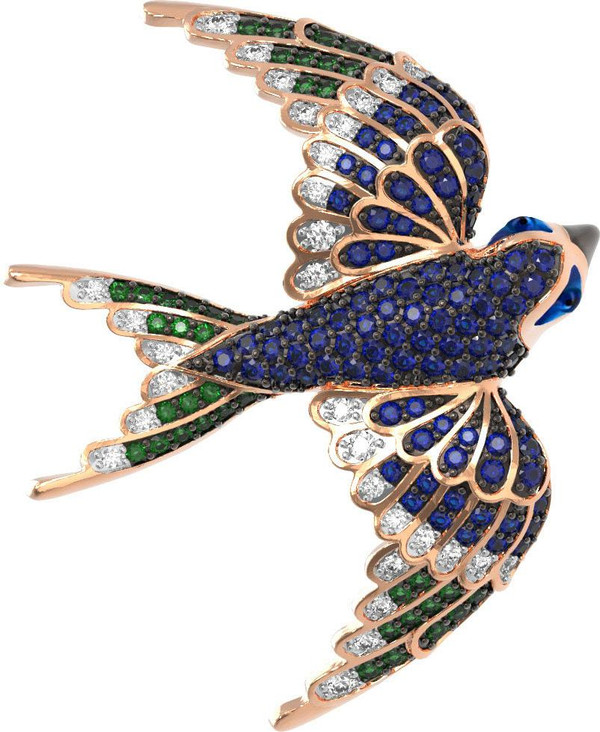 Подвеска из золота c эмалью и фианитом