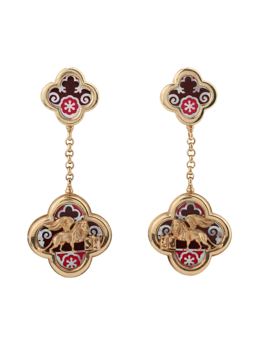 Серьги из золота c эмалью и перламутром