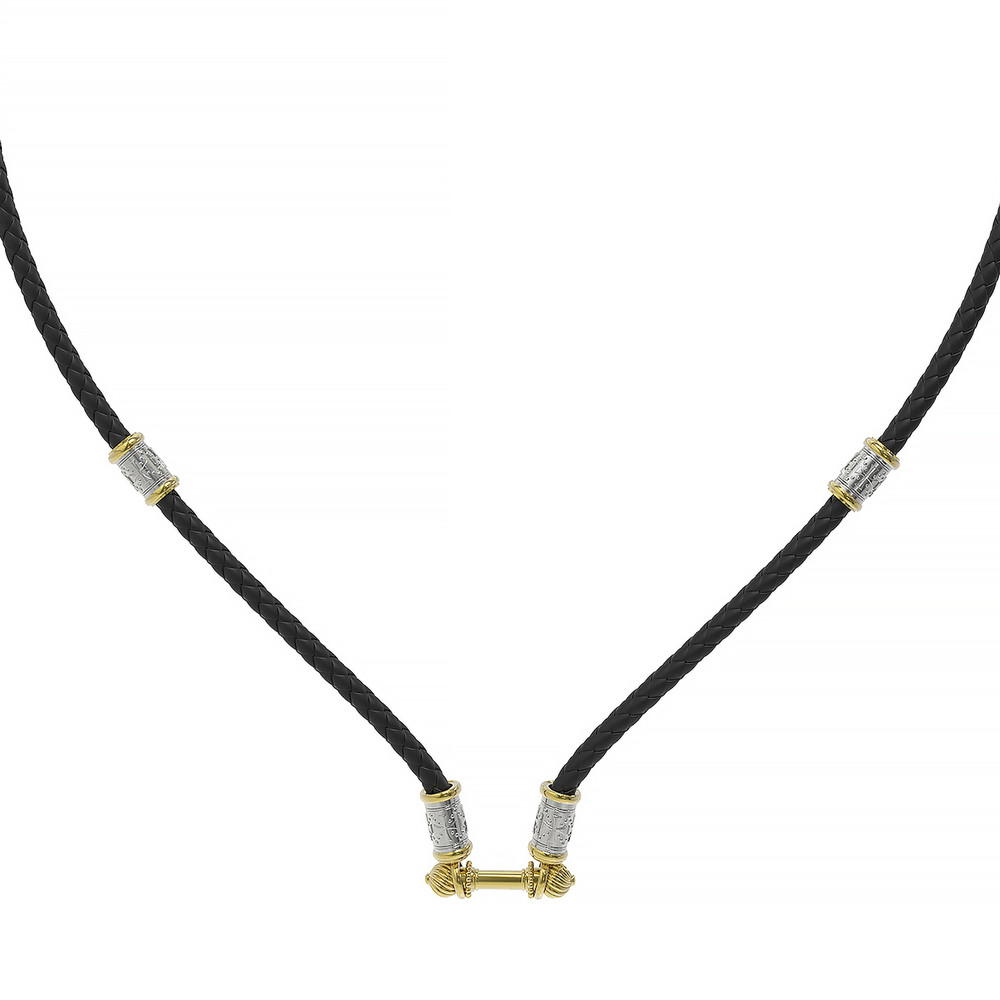 Гайтан из лимонного золота c кожаным шнурком