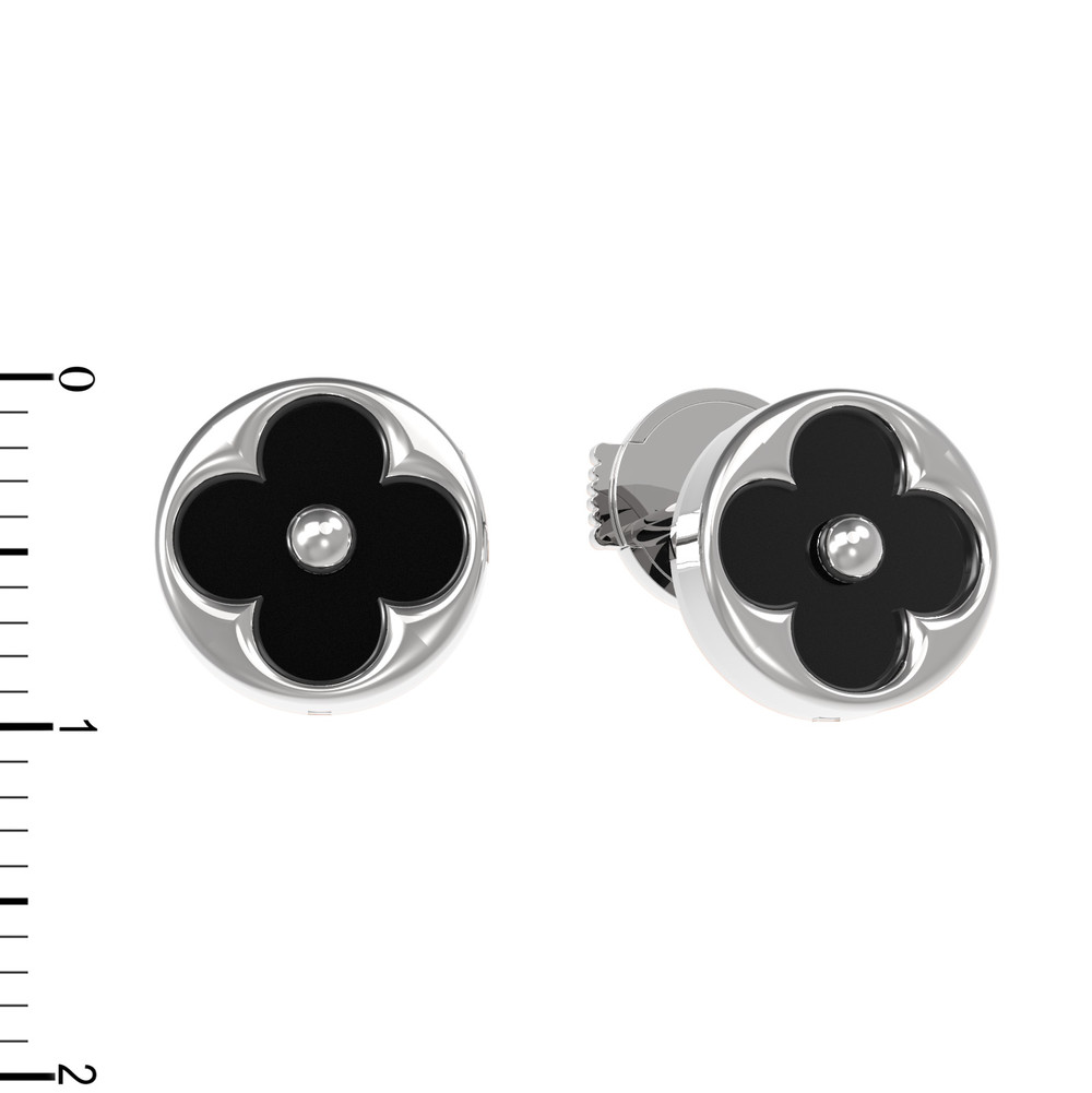 Серьги из белого золота c ониксом