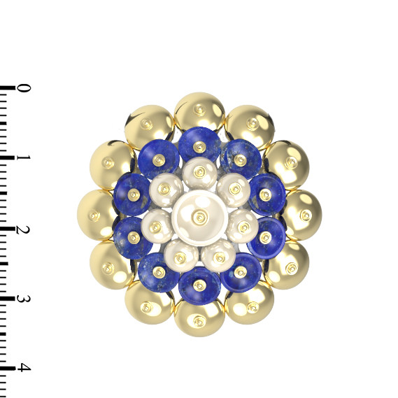 Подвеска из лимонного золота c лазуритом и перламутром