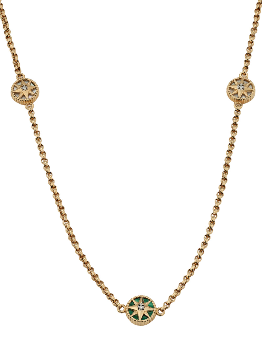 Колье из золота c бриллиантами, малахитом и перламутром