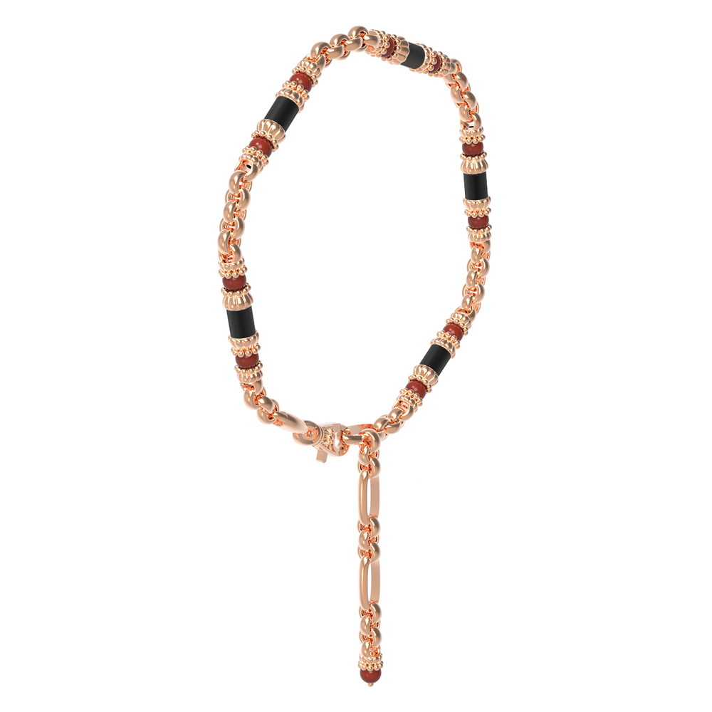 Браслет из золота c ониксом и кораллом