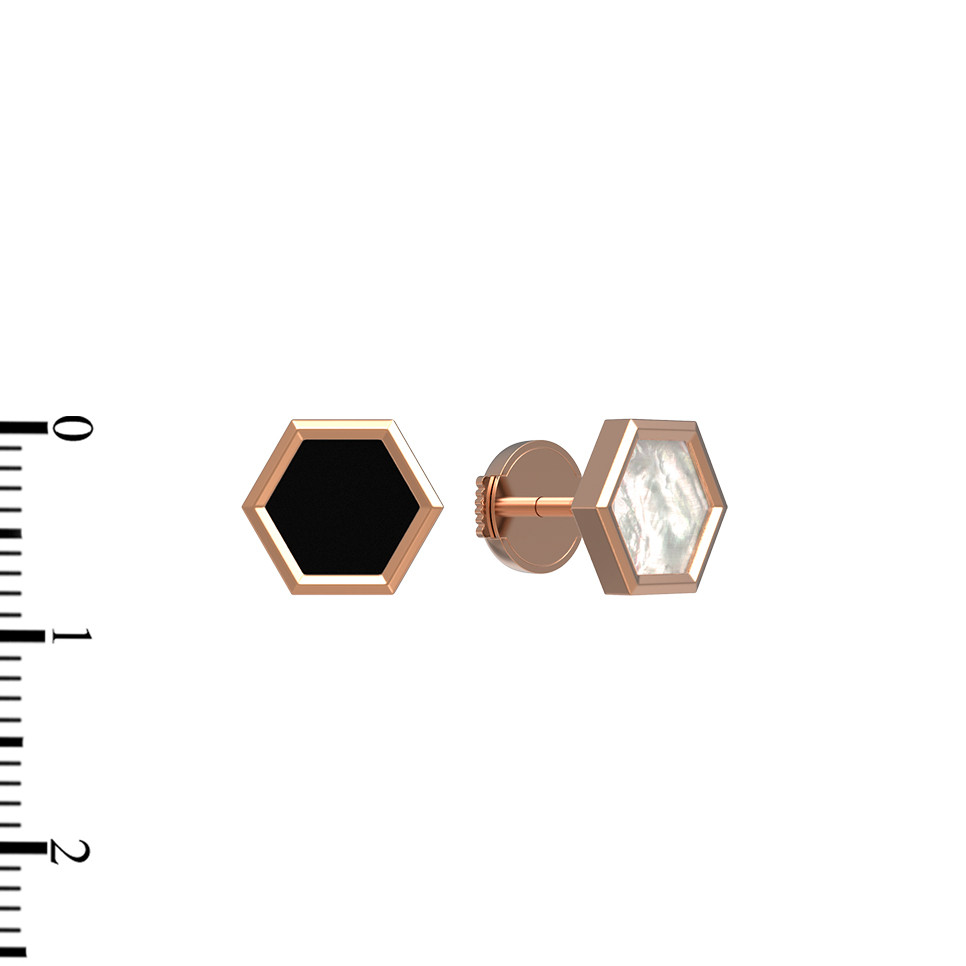 Серьги из золота c ониксом и перламутром