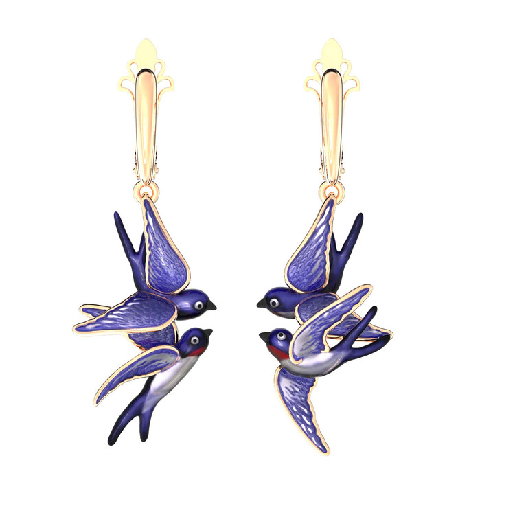 Серьги из золота c эмалью