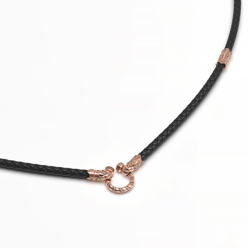 Гайтан из золота c кожаным шнурком