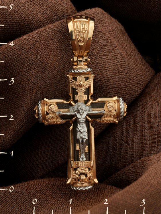 Крест из золота c эбеновым деревом