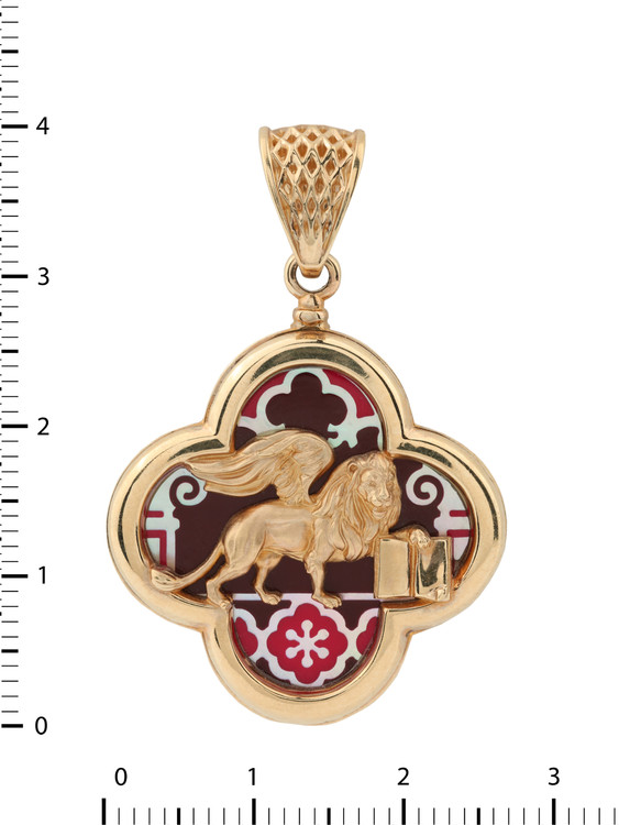 Подвеска из золота c эмалью и перламутром