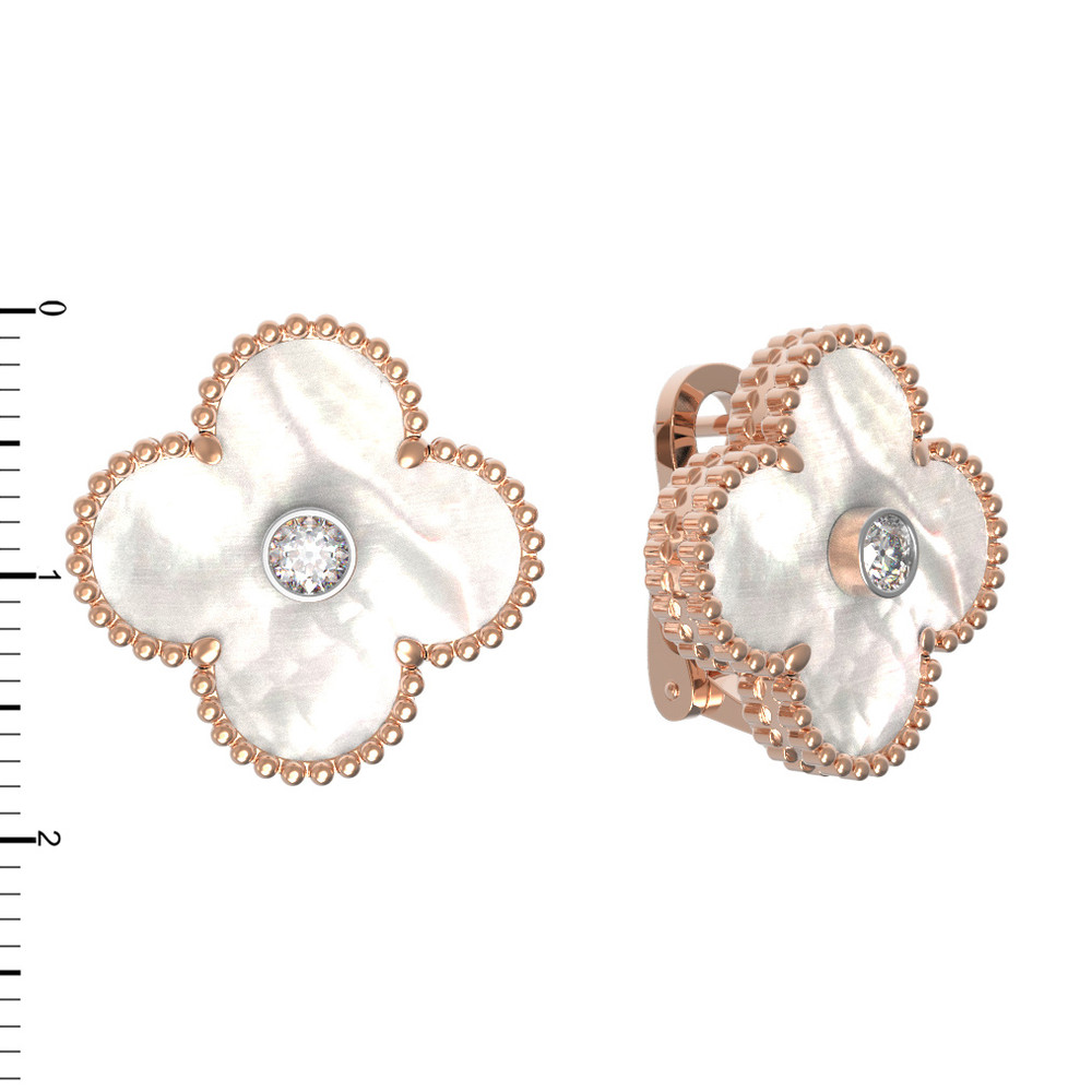 Серьги из золота c бриллиантами и перламутром