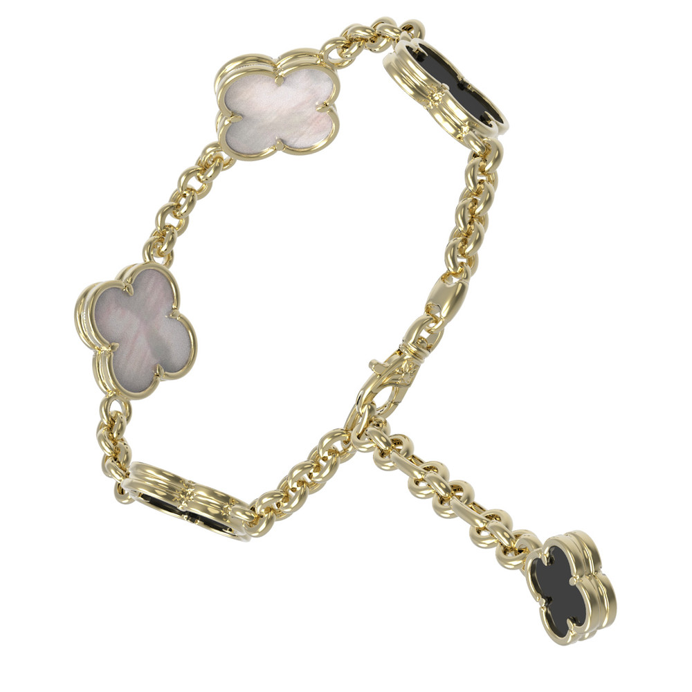 Браслет из лимонного золота c ониксом и перламутром