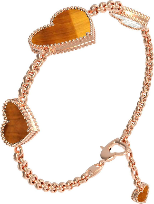 Браслет из золота c тигровым глазом и перламутром