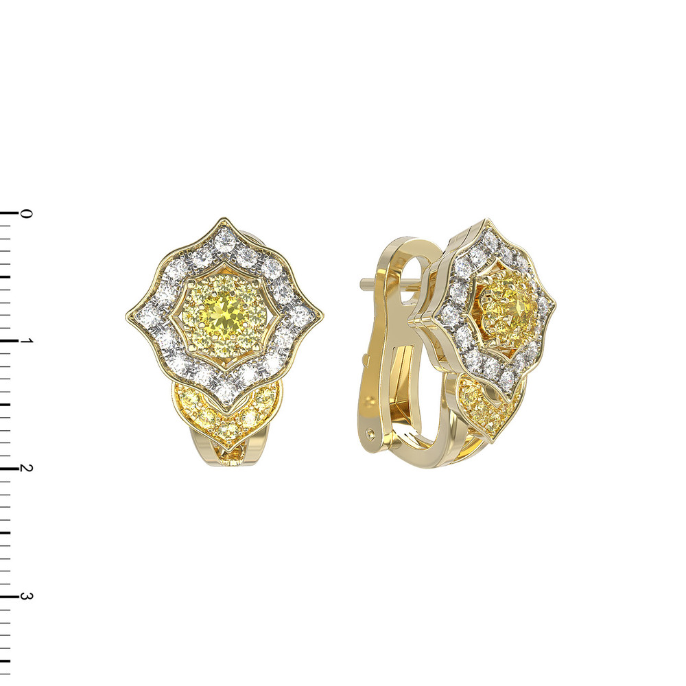 Серьги из лимонного золота c бриллиантами и сапфиром