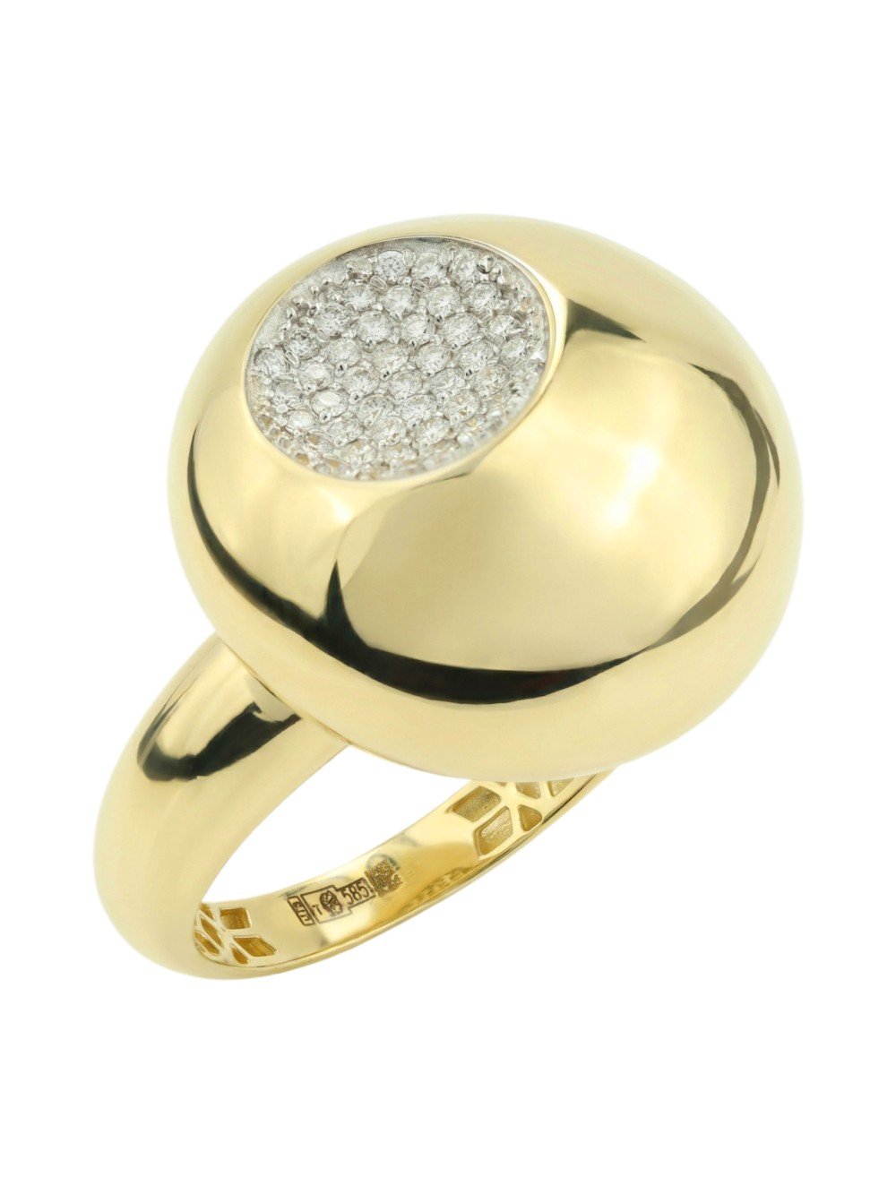 Кольцо из лимонного золота c бриллиантами