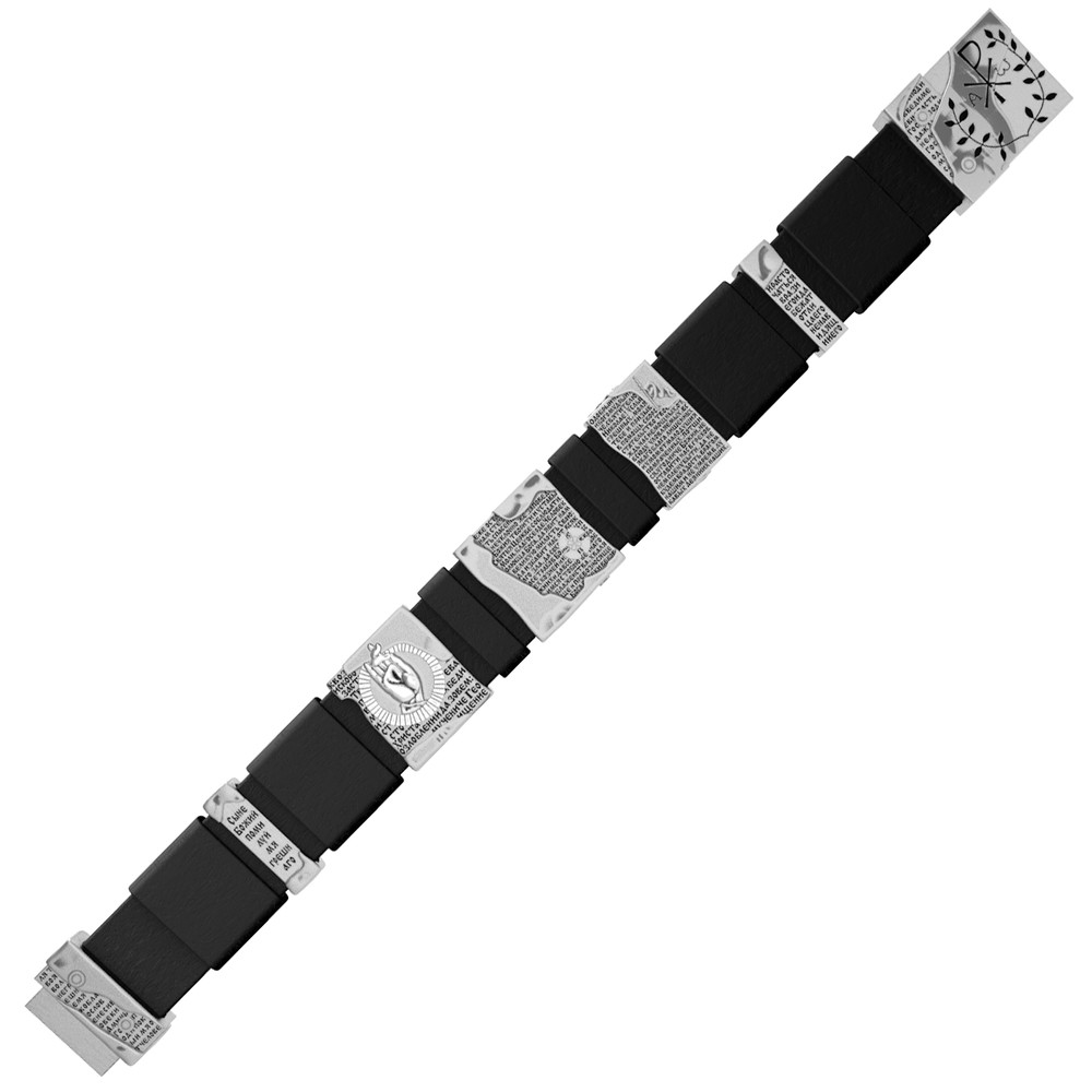 Браслет из белого золота c кожаным шнурком