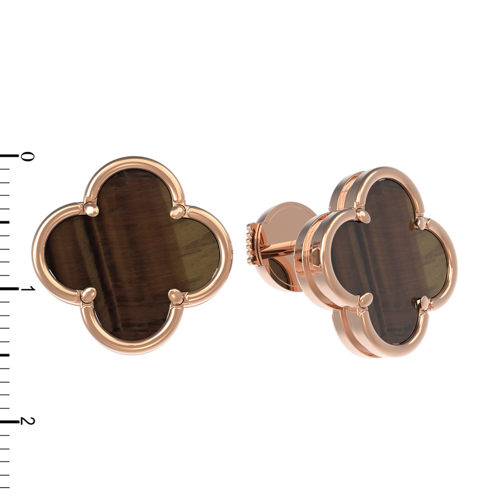 Серьги из золота c тигровым глазом