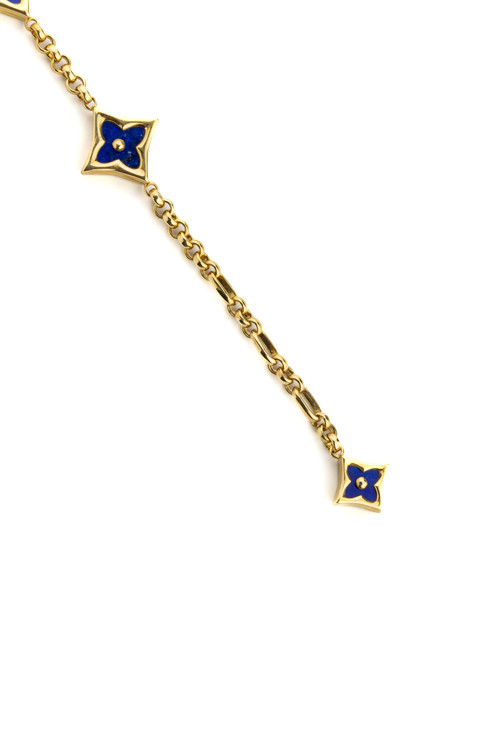 Браслет из лимонного золота c лазуритом и перламутром