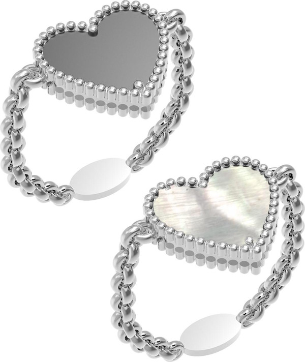 Кольцо из белого золота c ониксом и перламутром