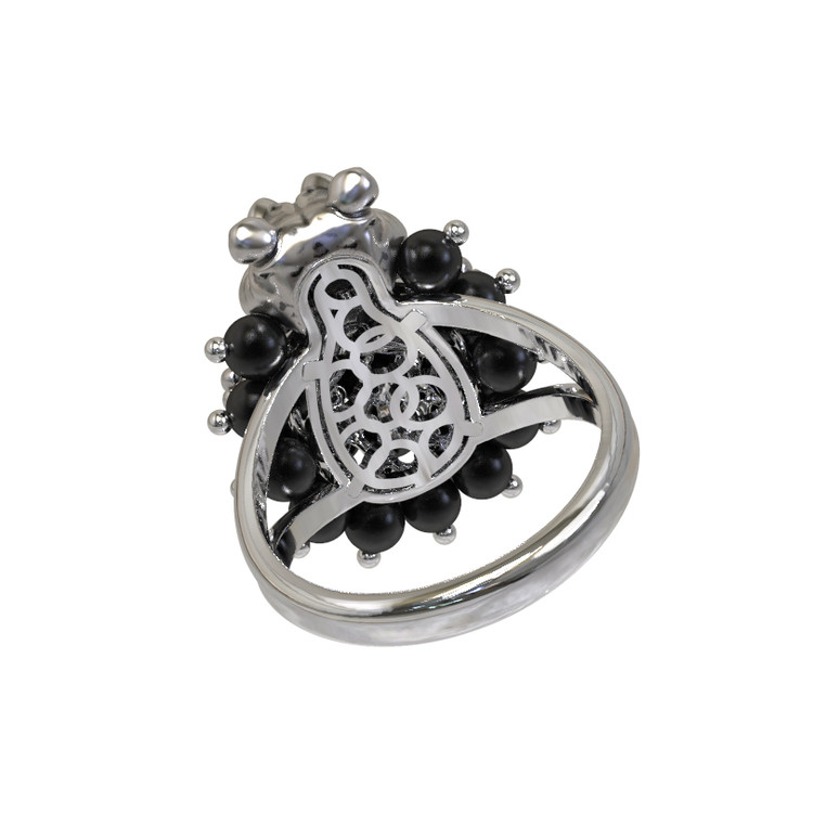 Кольцо из белого золота c эмалью и ониксом