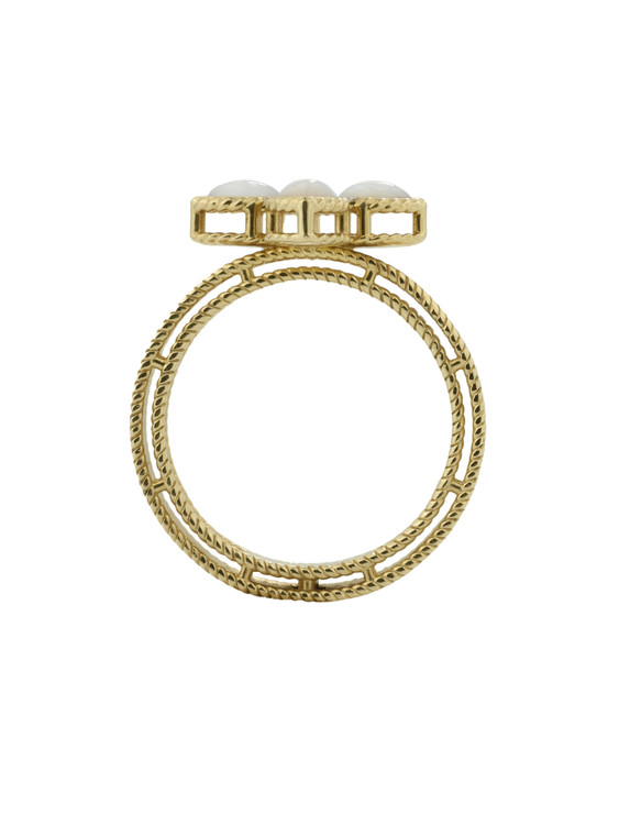 Кольцо из лимонного золота c бриллиантами и перламутром