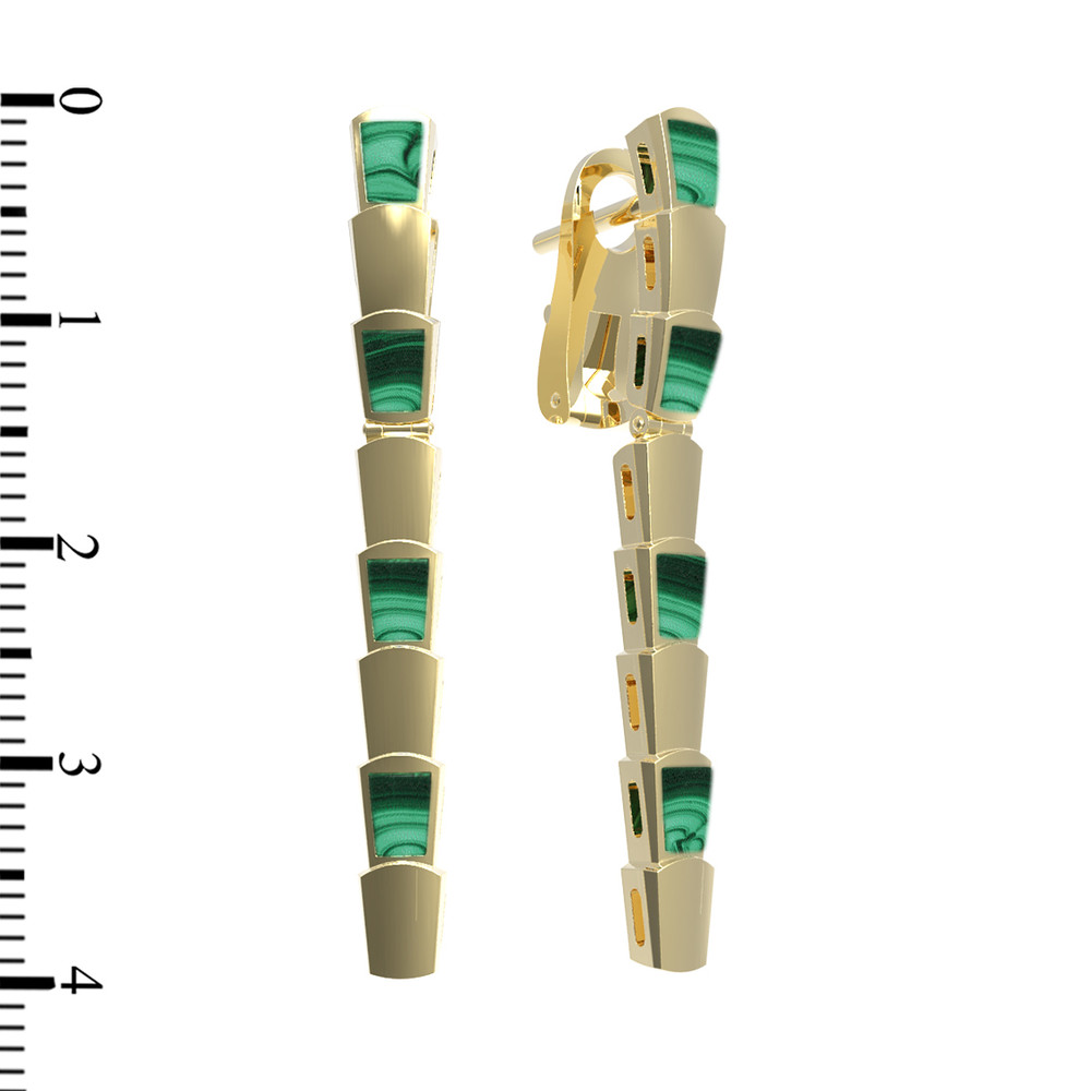 Серьги из лимонного золота c малахитом