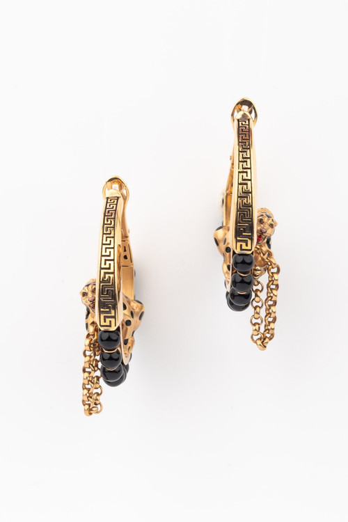 Серьги из золота c эмалью и ониксом