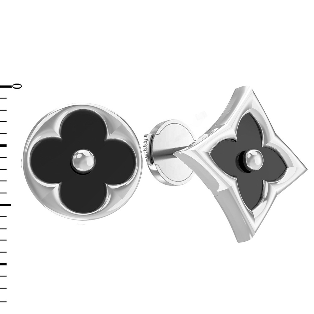 Серьги из белого золота c ониксом