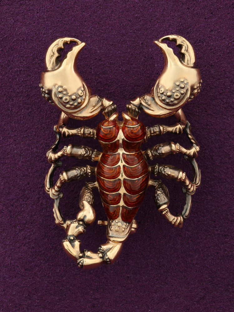 Брошь-подвеска из красного золота 585 пробы c эмалью