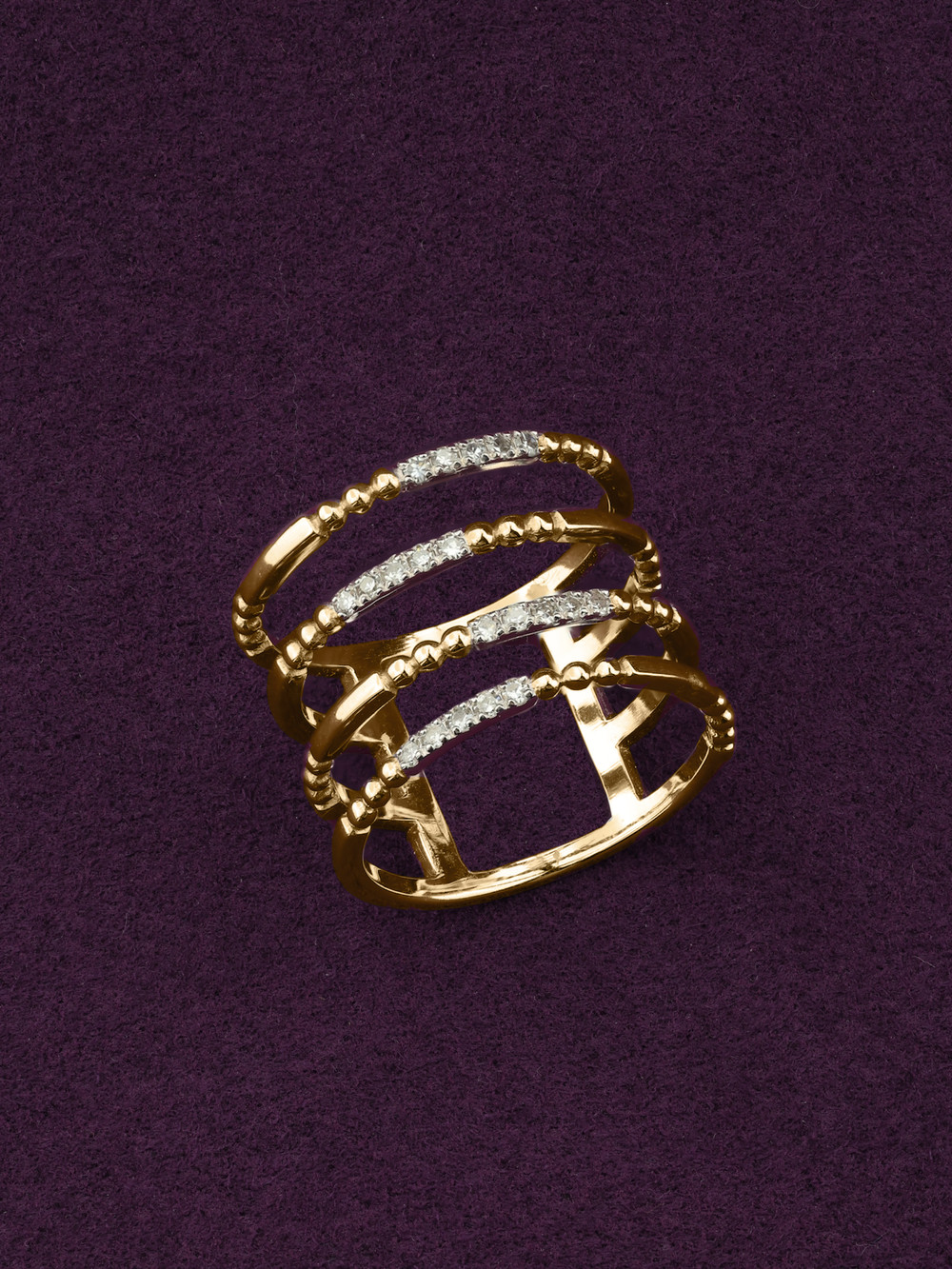 Кольцо из лимонного золота c бриллиантами