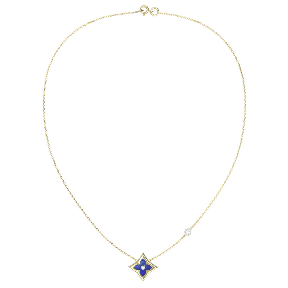 Колье из лимонного золота c бриллиантами и лазуритом