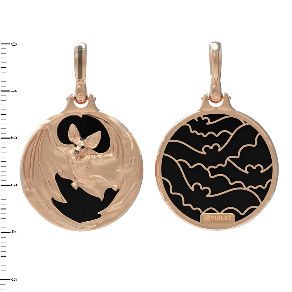 Подвеска из золота c эмалью и ониксом