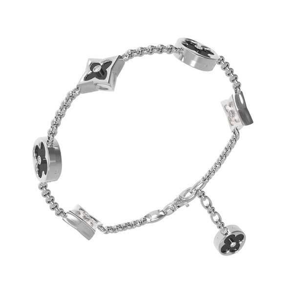 Браслет из белого золота c бриллиантами, ониксом и перламутром