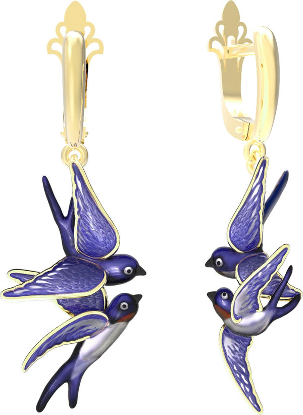 Серьги из лимонного золота c эмалью