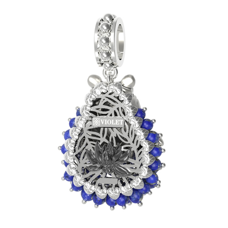 Подвеска из белого золота c эмалью и лазуритом