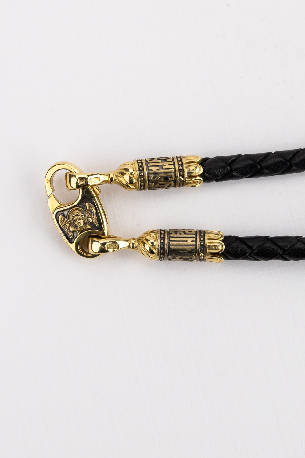 Гайтан из лимонного золота c кожаным шнурком